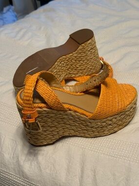 Sam Edelman Orange Woven Platform Wedge Sandals